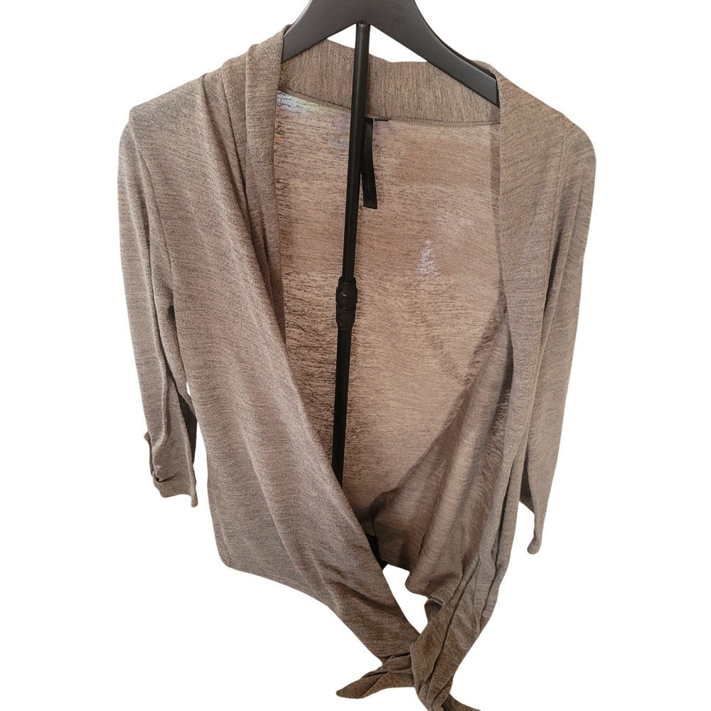 Isabella Rose Garden Women Brown Knit Open Front Tie Front Cardigan Sweater L